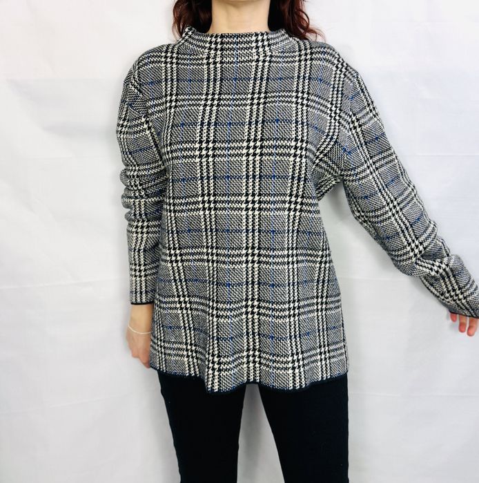 Sweter w kratę z golfem XL 42