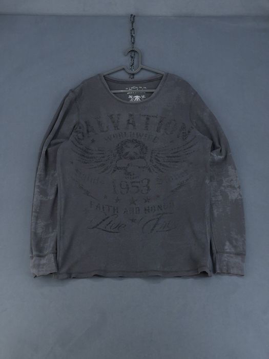 y2k Archaic by Affliction longsleeve waflowy L japan trash biker style