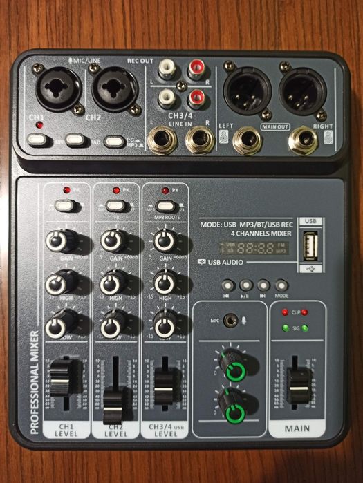 2-х канальний мікшерний пульт караоке usb аудіоінтерфейс звукова карта