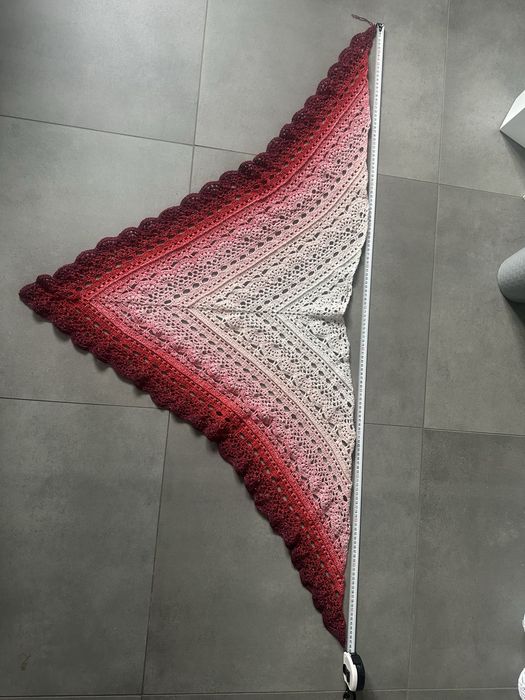 Duża Chusta szal szalik na szydelku 150 cm x 75 cm