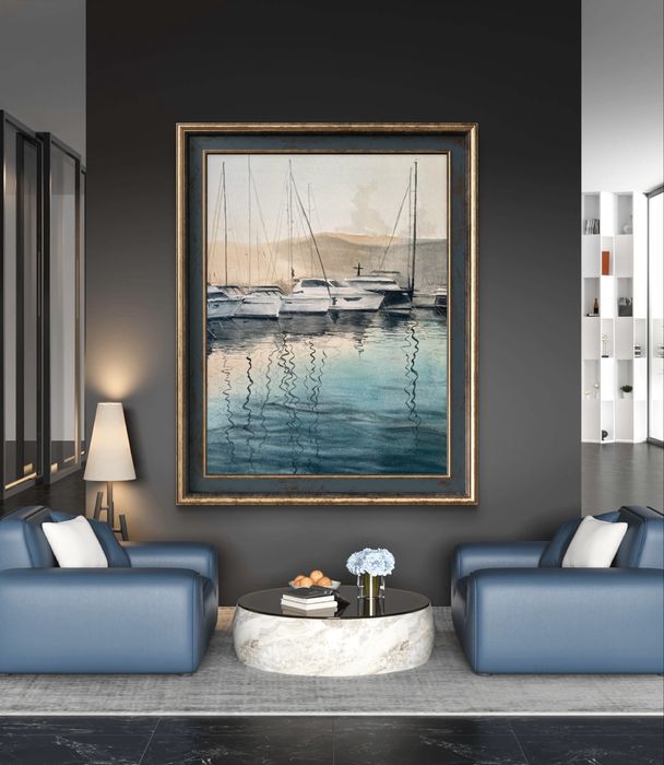 Картина акварелью морской пейзаж