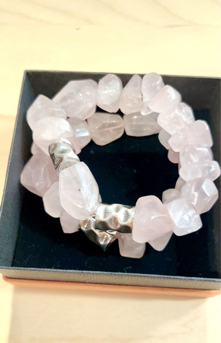 Pulseiras Styliano com prata em quartzo rosa