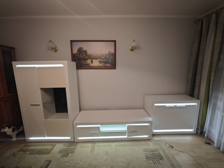 Witryna, szafka, komoda L- light z listwą LED Agata Meble zestaw kompl