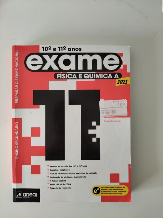 Livro "Exame Física e Química A", da Areal Editores