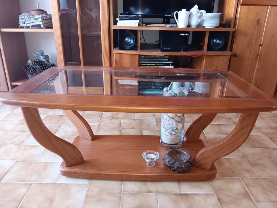 Moveis de sala em Madeira (Impecaveis) + Tv Incluida