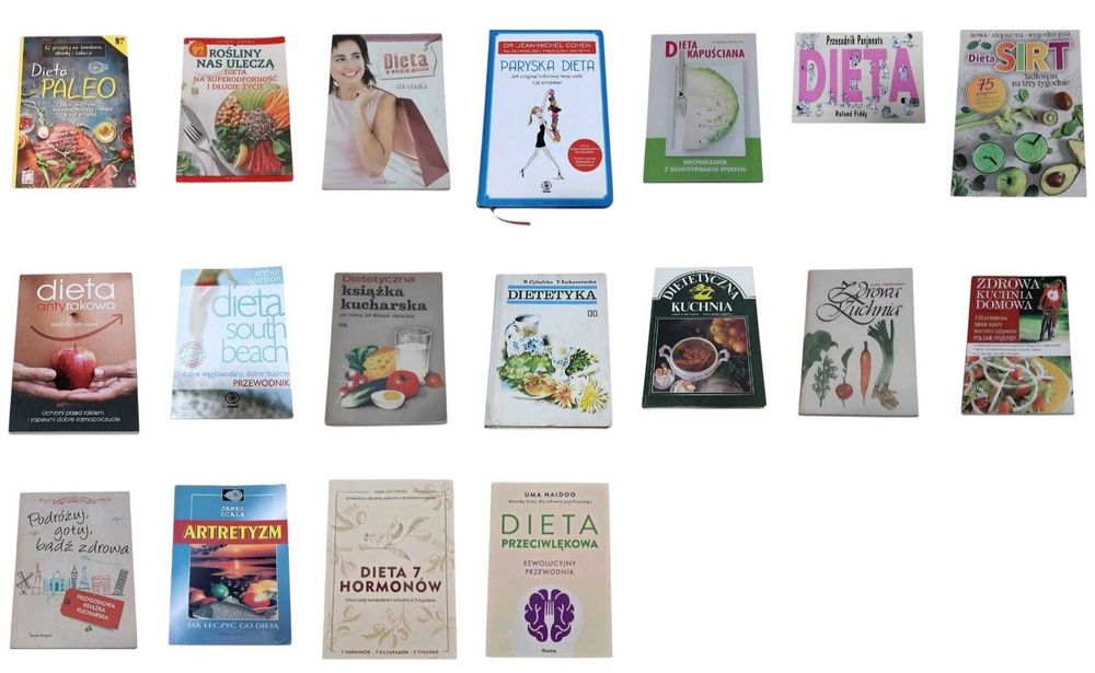 Dieta dietetyka kuchnia dietetyczna zdrowe odżywianie Kolekcja 18 książek