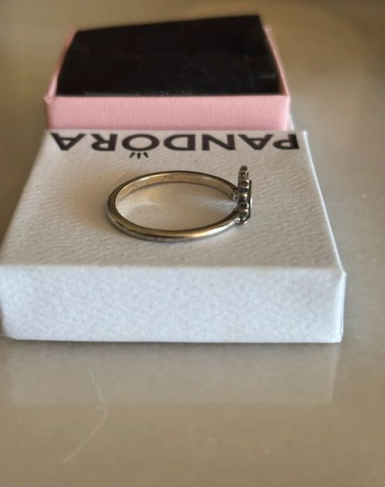 Pandora Celestial Blue Sparkling Moon Ring Sterling silver