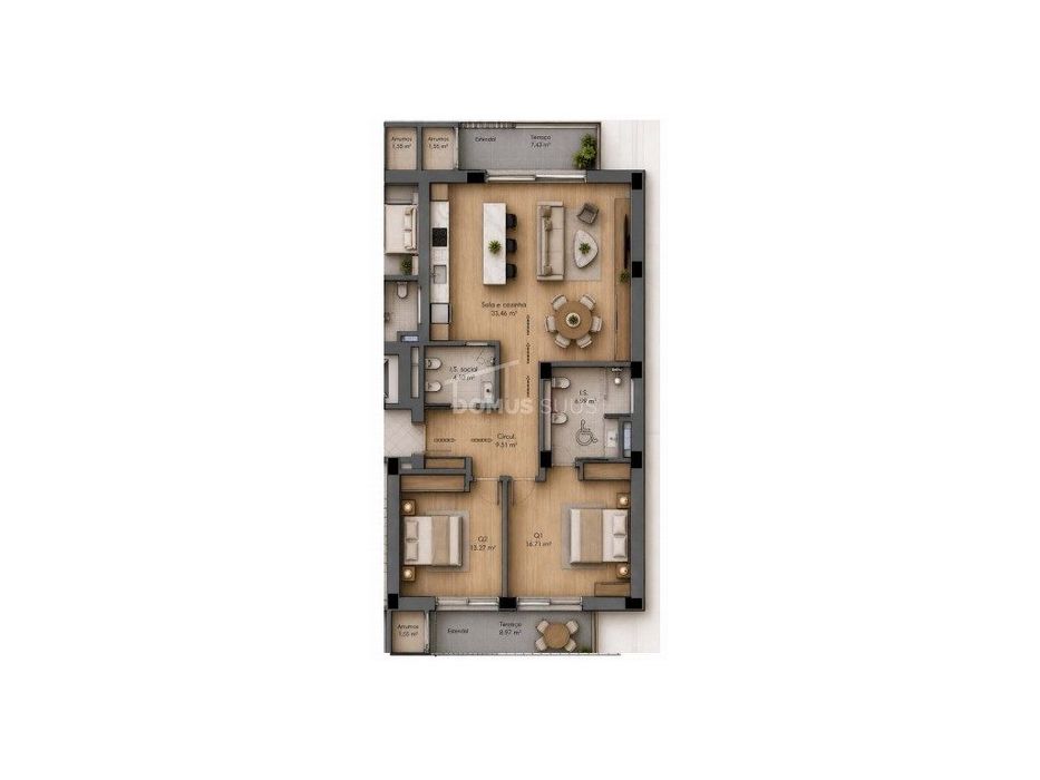 Apartamento T2 novo a finalizar construção