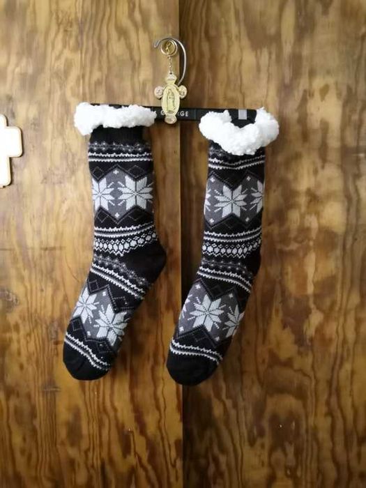 Мужские термо-носки тапочки зимние со снежинками пушистые и теплые