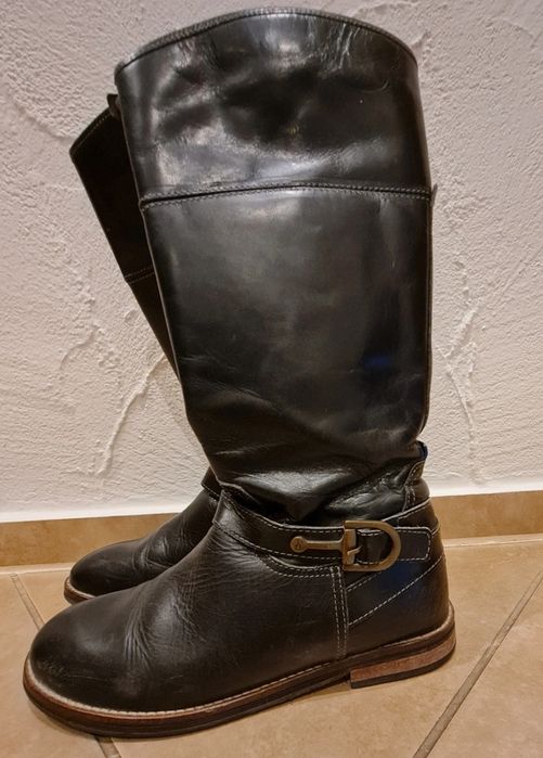 Oficerki, kozaki Tommy Hilfiger Aubrey, skóra naturalna