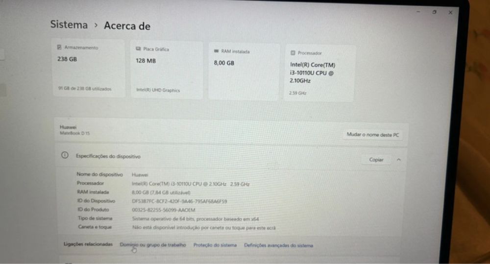 Huawei MateBook D15 – Bom Estado