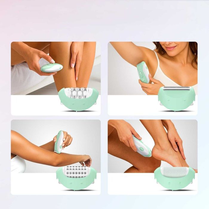 Depilator 4w1 Damski VOGOE Golarka Masażer Tarka USB Zielony