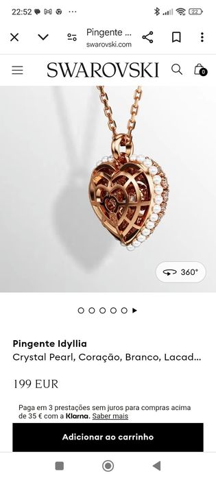 SWAROVSKI NOVO... colar... Coração, Branco, Lacado a rosa dourado
