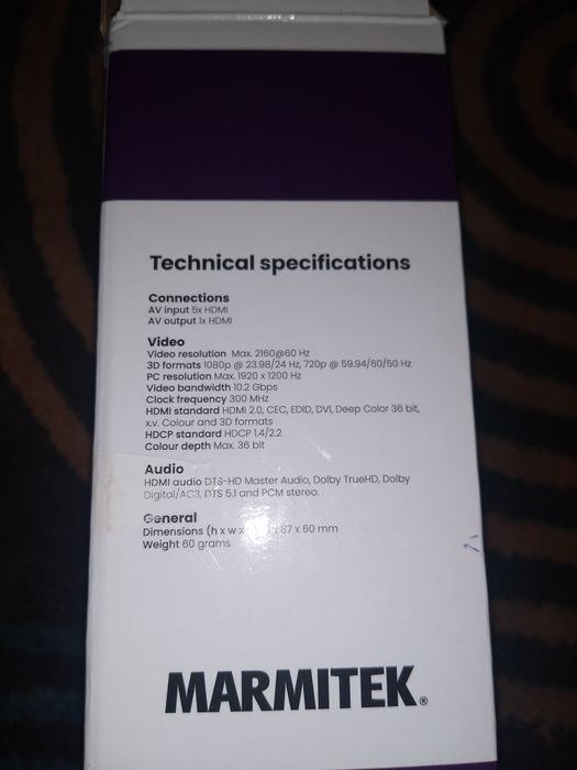 HDMI auto switch 5 / 1 Marmitek - pilot