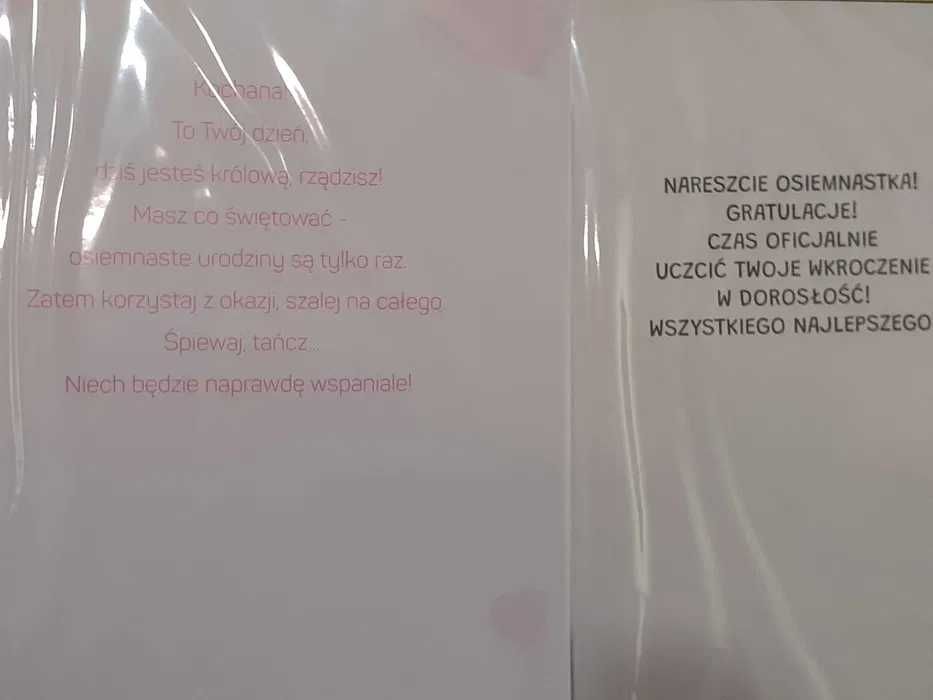 Kartka karnet 18 urodziny