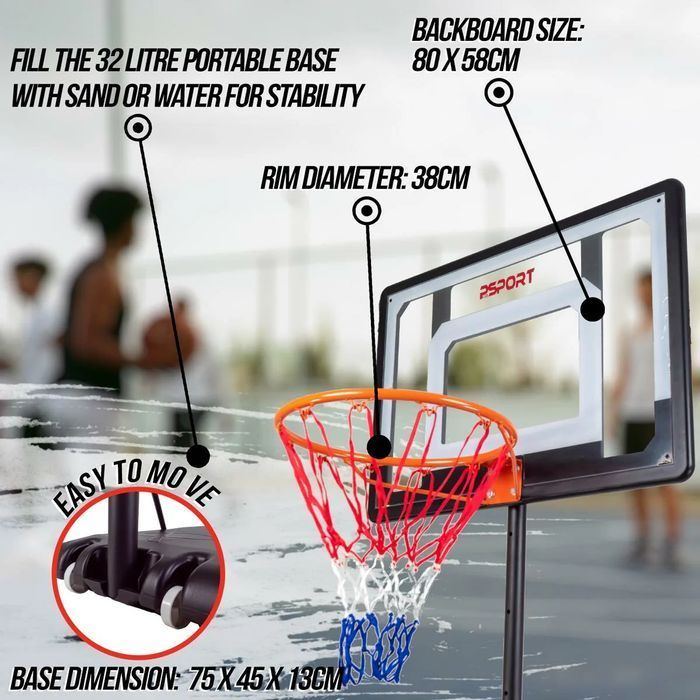 Prosport Basketball Hoop Dzieci 1,6-2,1M Zestaw Koszykówka