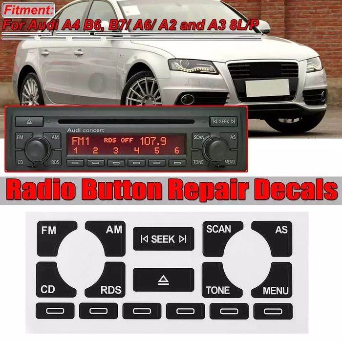 Рем Комплект Наклейки На CD Магнитолу Audi A4 B6,B7,A6 C5,Ауді А4 Б6