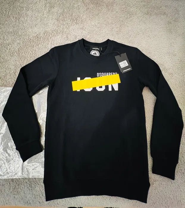 Bluza DSQUARED2 Be Icon Yellow Tape Sweatshirt Black original!