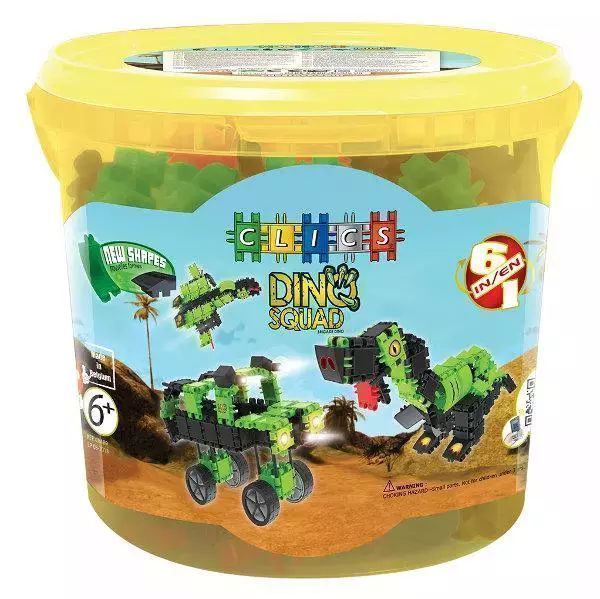 Klocki Clics Dino Wiaderko 4 Duże Koła Cb-189