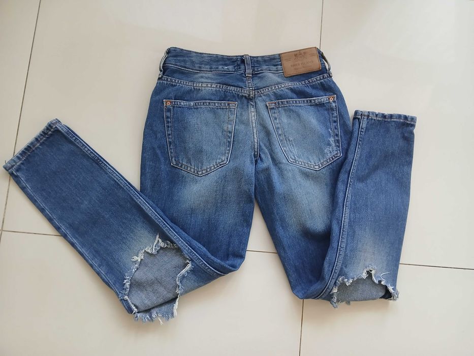 RIVER ISLAND jeansy dziury mom 36 S 34 XS