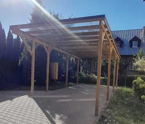 Wiata garażowa zadaszenie carport impregnacja brąz 300 x 500 x 210 cm