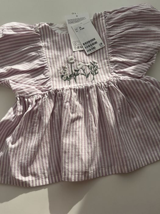 Костюм ліловий блуза та блумери з вишивкою, H&M, 74, 80, 86 р