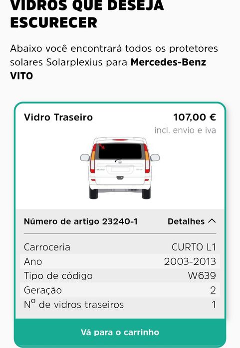 Película vidro traseiro Mercedes VITO W639