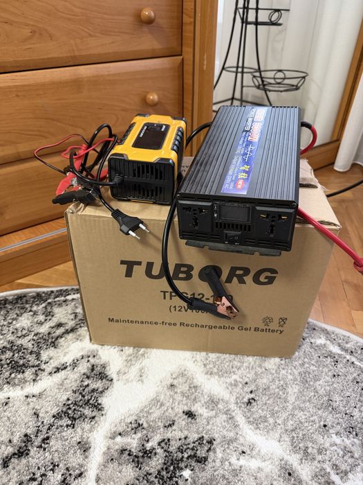 Комплект резервного живлення 12V — GEL 100Ah + інвертор 3000W + зарядний Foxsur 10А
