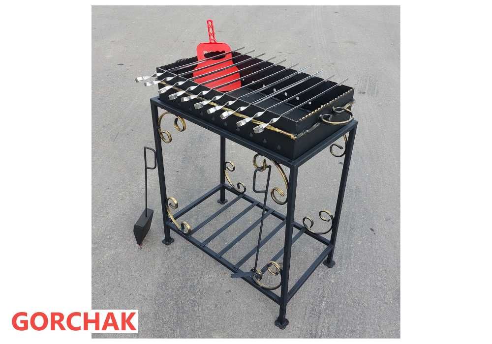 Мангал, сталь 4 мм, набір шампурів з нержавіючої сталі у чохлі 10шт.