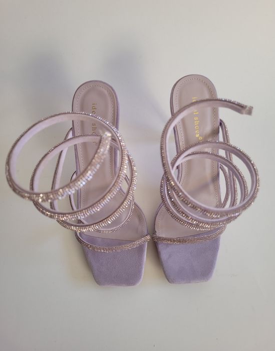 Nowe fioletowe liliowe sandałki na obcasie szpilki czółenka 40
