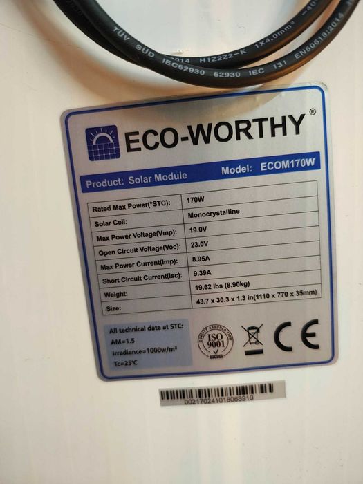 Monokrystaliczny moduł solarny 170 W, 12 V,
