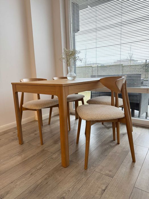 ZESTAW Stół FI 100 + 4x krzesło drewniane