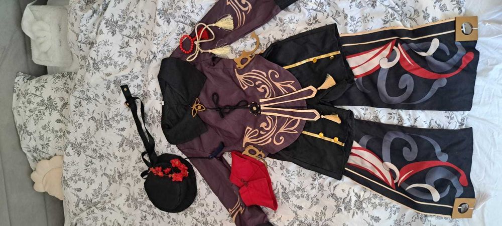 Hu tao cosplay kostium + peruka
