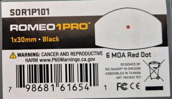Sig Sauer Romeo 1 Pro 6MOA [SOR1P101] kolimator