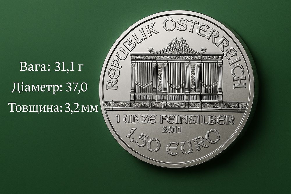 Серебряная монета 2011 Австрии-венский Филармоникер/Филармония 1,5 евр