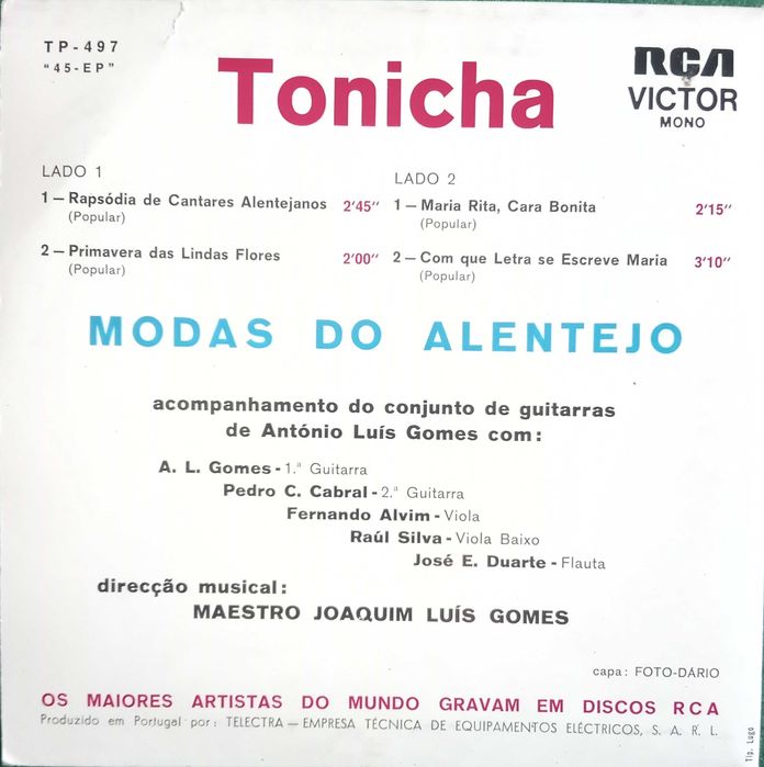 Tonicha	- - - - -	Modas do Alentejo	- - - - -	EP