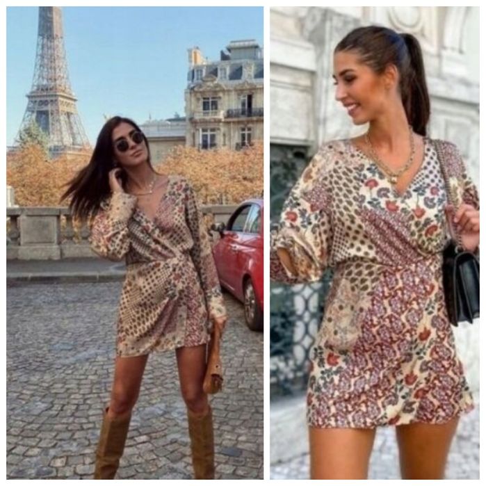 ZARA XS-S satynowa sukienka kombinezon kwiaty patchwork