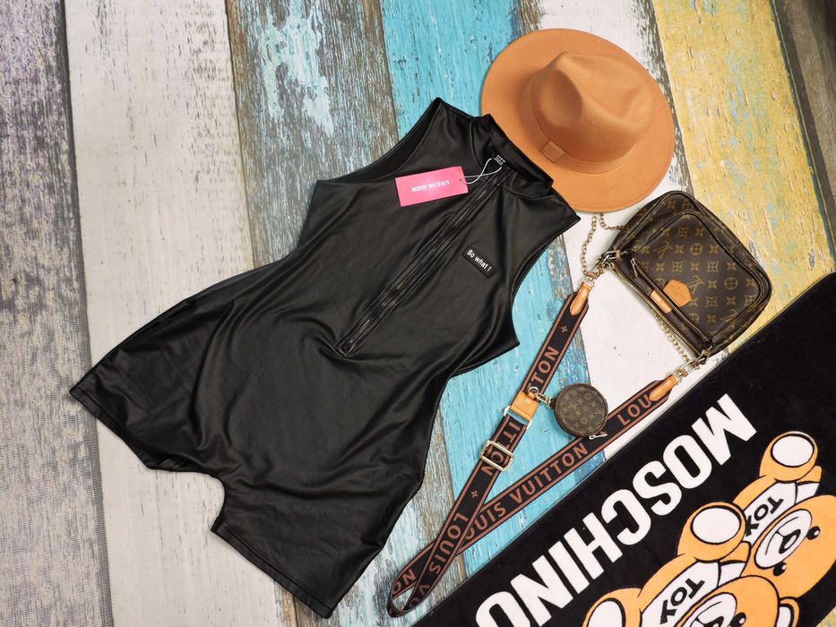 Shein Nowy kombinezon Sexi ala skóra zip zamek 40/42