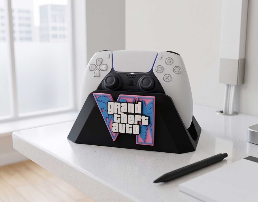 Suporte / Stand de Comando PS5 & Xbox – Vários Temas (GTA, Spider-Man, FC, RDR2)
