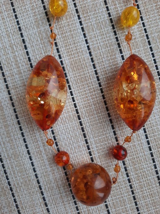 Крупный Бурштин намисто янтарь колье бусы