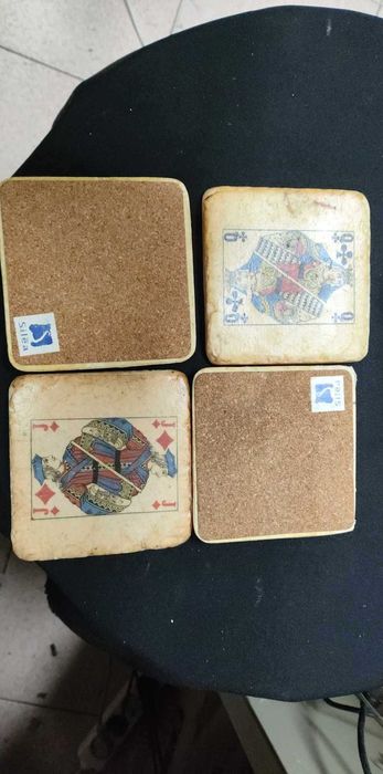 4 bases de copos antiga rara silea francesa ceramica