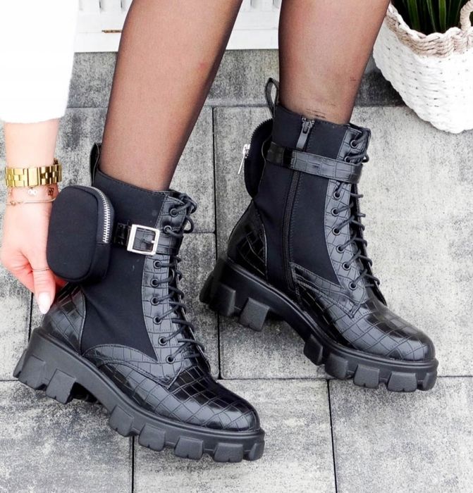 36 37 38 glany 39 workery botki z kieszonkami tłoczeniem skóra węża