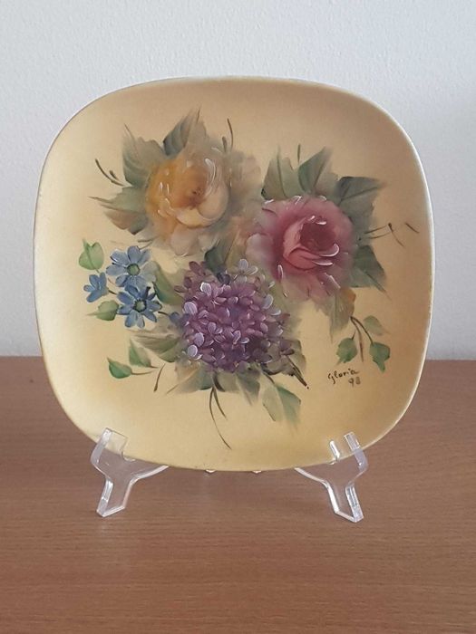 Prato Antigo Decorativo Pintado á Mão (NOVO)