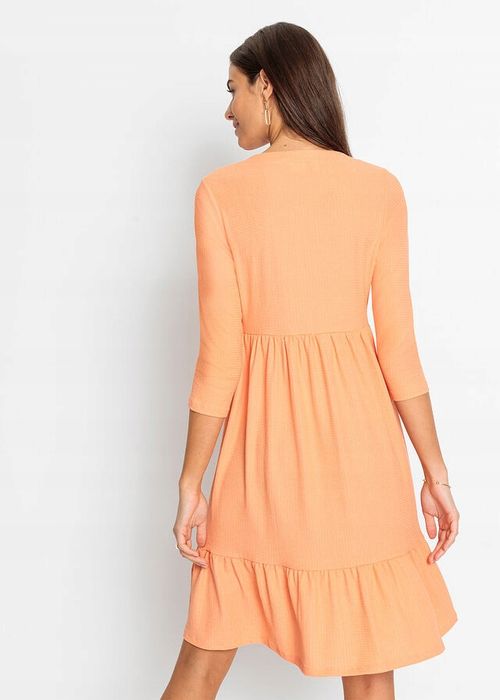 B.P.C sukienka pomarańczowa z krepy z falbanami 40/42.