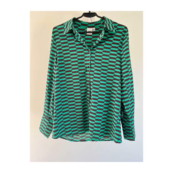 Koszula we wzór zielona brązowa Vintage retro xs