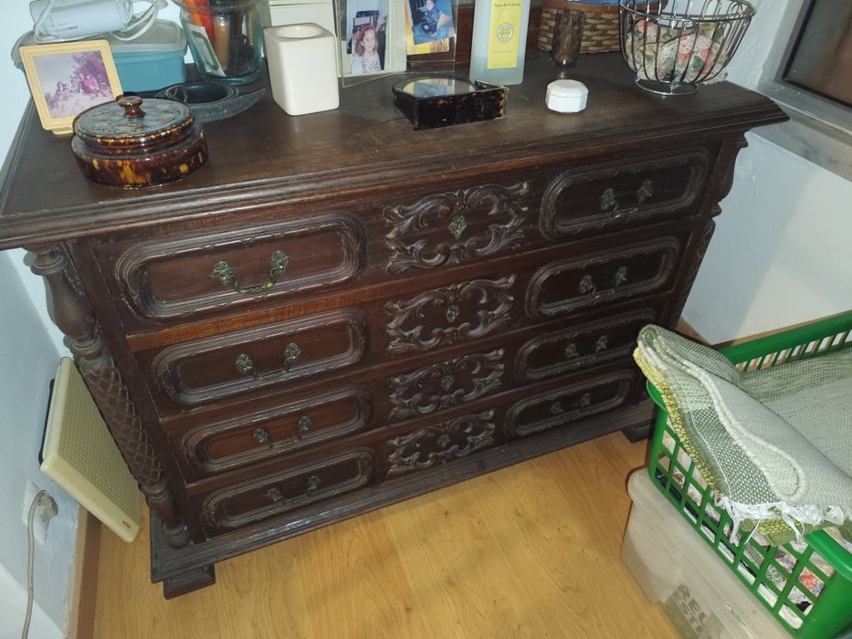 Conjunto Moveis Antigos Mogno Escuro