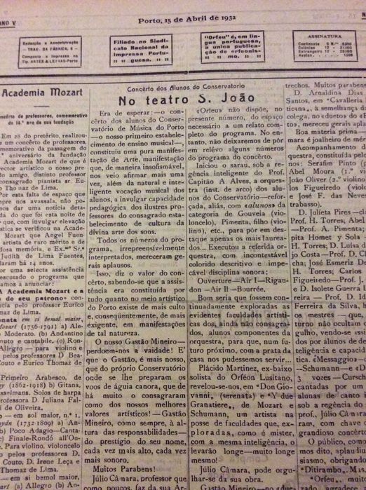 Orfeu. Jornal de arte. N.º 53, Pôrto 15 de Abril de 1932
