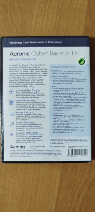 Acronis Cyber Backup 15 Standard Virtual Host | Licencja wieczysta