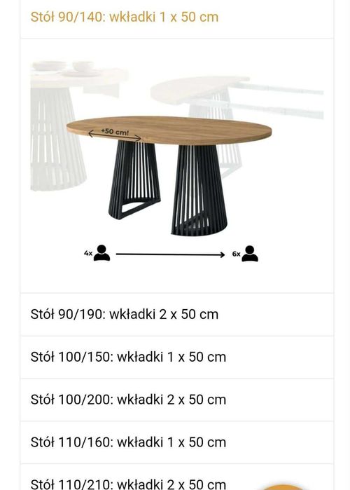 Stół rozkładany czarny lamele LOFT