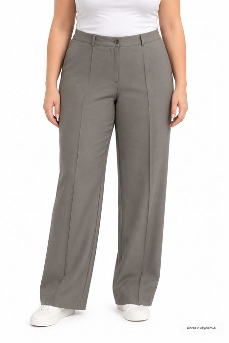 Spodnie szerokie w kant szare smart casual S